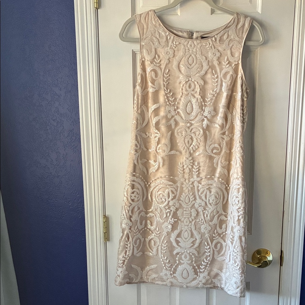 Vince Camuto Cream Patterned Mini Dress